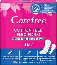 Flexible Daily Liners, scent-free, 56 pcs - Carefree Cotton FlexiForm Unscented — photo N1