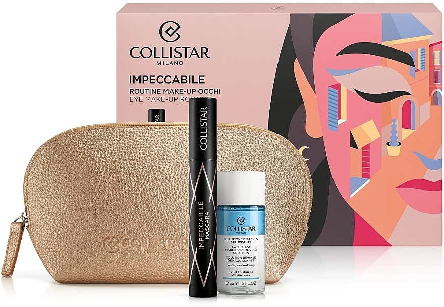 Set - Collistar Impeccabile Mascara Gift Set (mascara/14ml+remover/35ml+bag/1pcs) — photo N1