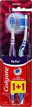 Zig Zag Plus Medium Toothbrush, dark blue + purple - Colgate Zig Zag Plus Medium — photo N1