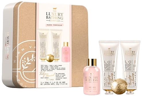 Set - Grace Cole The Luxury Bathing Warm Vanilla Relax & Unwind (b/wash/50ml + h/cr/50ml + b/cr/50ml + bath/fizzer/25g) — photo N1