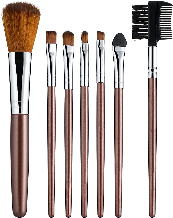 Makeup Brushes Set, 7 pcs, turquoise - Avenir Cosmetics — photo N6