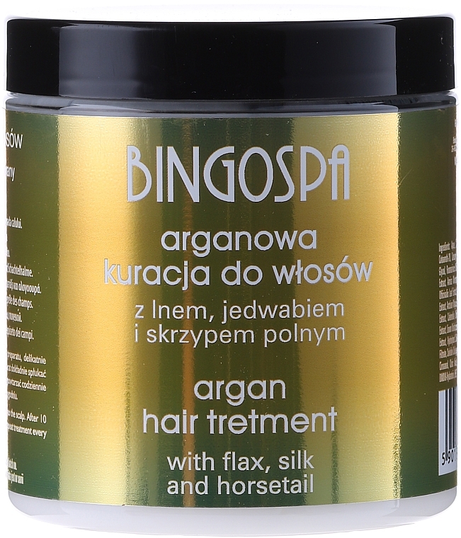 Argan Hair Mask with Flax & Silk Proteins - BingoSpa Argan Treatment With Linen And Silk — photo N1
