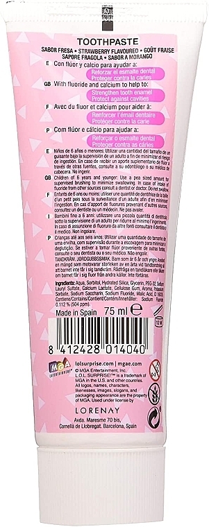 Kids Strawberry Toothpaste - Lorenay LOL Surprise Toothpaste — photo N5