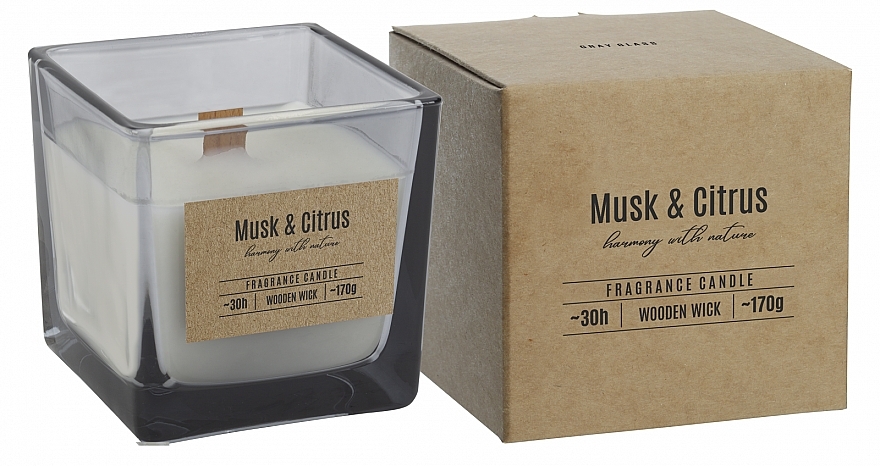 Musk & Citrus Scented Candle with Wooden Wick - Bispol Fragrance Candle Musk & Citrus — photo N1