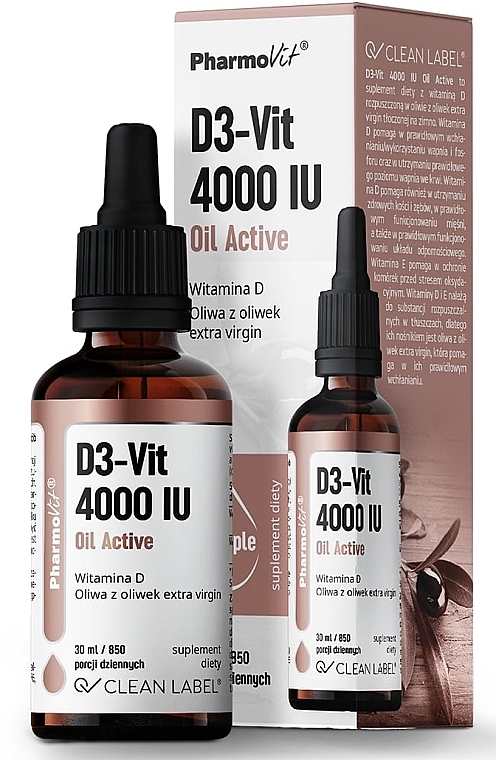 Dietary Supplement "D3-Vit 4000 IU" - Pharmovit Clean label D3-Vit 4000 IU Oil Active — photo N6