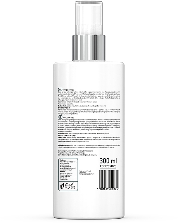 AHA/BHA and Urea 25% Soothing Foot Spray - Apis Professional Api-Podo Intense Foot Softening Spray — photo N2