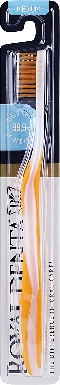 Medium Toothbrush with Gold Nano Particles, orange - Royal Denta Gold Medium Toothbrush — photo N1
