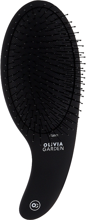 Massage Hair Brush, artificial bristles, black - Olivia Garden Expert Care Curve Nylon Bristles Matt Black — photo N1