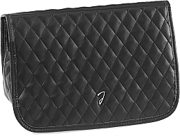 Fragrances, Perfumes, Cosmetics Quilted Cosmetic Bag 21.5x27.5x10 cm, A6114VT, black - Janeke Chic Big Pouch with Hook