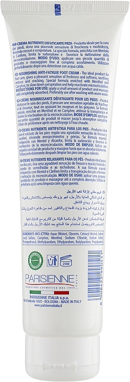 Nourishing Menthol Foot Cream - Parisienne Italia Leniped Nourishing Foot Cream With Mentol — photo N2