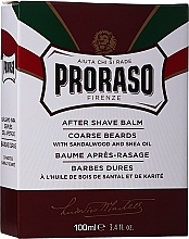 After Shave Balm - Proraso After Shave Balm Coarse Beards Sandalwood And Shea Oil — photo N2