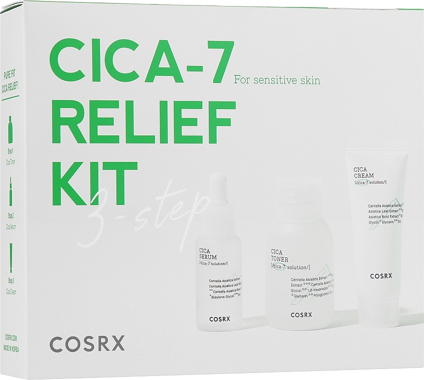 Sensitive Skin Care Set - Cosrx Pure Fit Trial Kit (toner/30ml + serum/10ml + cr/15ml) — photo N1