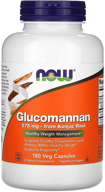 Glucomannan Capsules, 575 mg - Now Foods Glucomannan from Konjac Root — photo N1