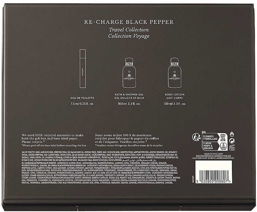 Molton Brown Re-charge Black Pepper - Set (edt/mini/7,5ml + sh/gel/100ml + b/lot/100ml) — photo N3