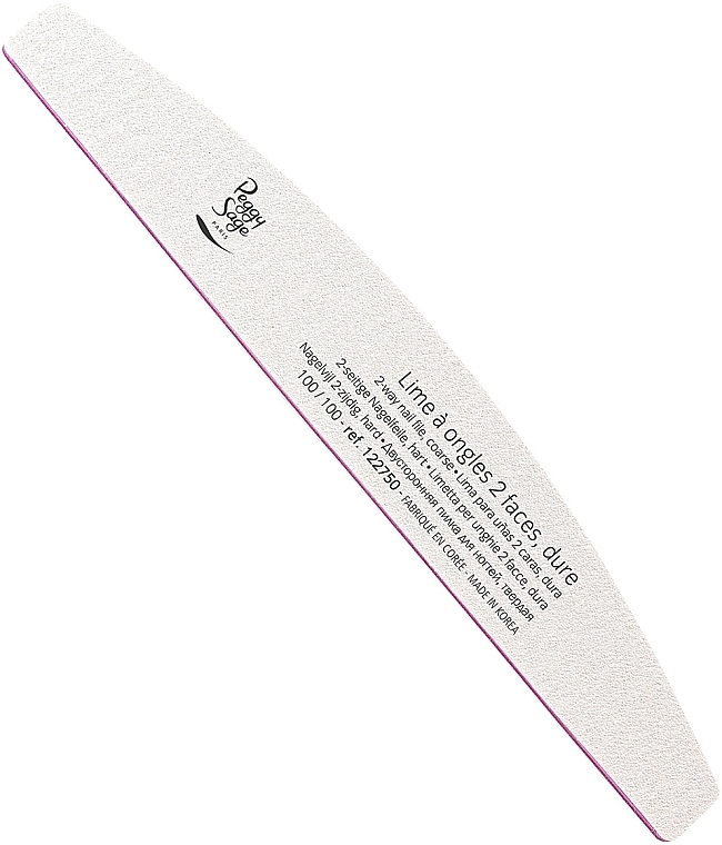 Double-Sided Hard Nail File, 100/100, white - Peggy Sage 2-Way Half-Moon Nail File — photo N1