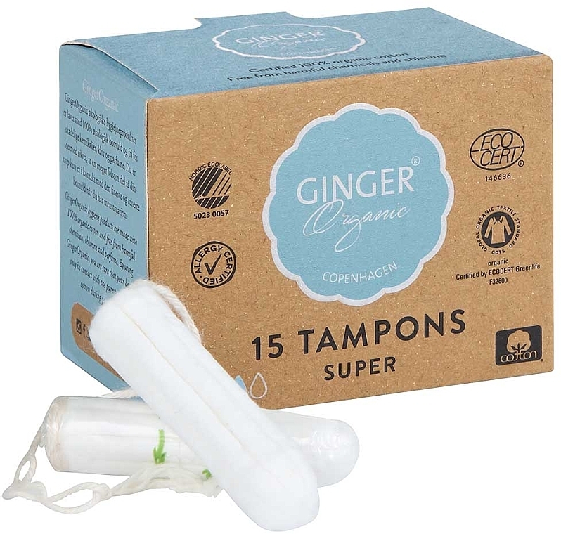 Tampons without Applicator "Super", 15 pcs - Ginger Organic — photo N1