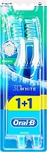 Toothbrushes Set, 40 Medium, blue+turquoise - Oral-B 3D White Fresh 40 Medium 1+1 — photo N1