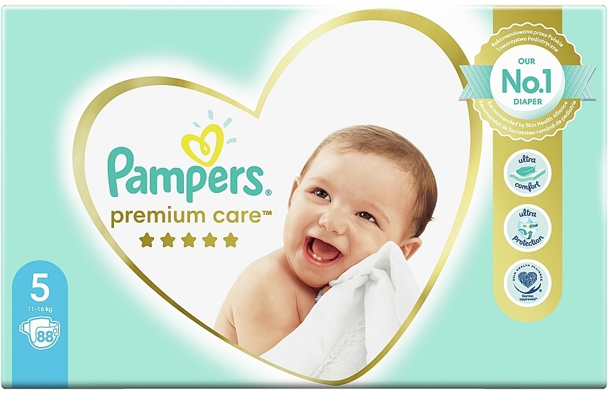 Pampers Premium Care Diapers Size 5 (Junior), 11-16kg, 88 pcs - Pampers — photo N1