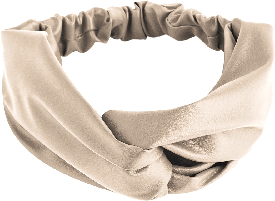 Hair Band, eco leather binding, beige "Faux Leather Twist" - MAKEUP Hair Accessories — photo N1