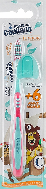 Kids Toothbrush 6+, soft, crimson - Pasta del Capitano — photo N1