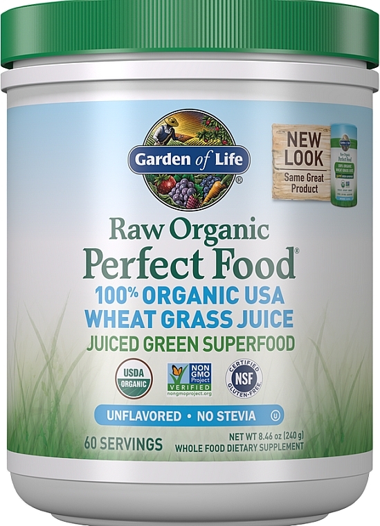 Raw Organic Wheat Grass Food Supplement - Garden of Life Raw Organic Perfect Food Wheat Grass Juice Unflavored — photo N1