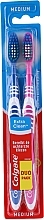 Expert Cleaning Set, medium, blue + pink - Colgate Expert Cleaning Medium Toothbrush — photo N1