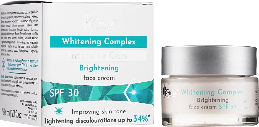 Brightening Face Cream - AVA Laboratorium Whitening Complex Intensive Care Brightening Face Cream SPF30 — photo N2