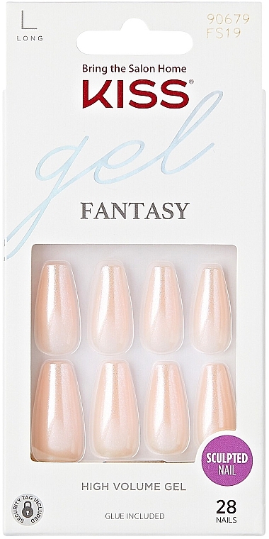 False Nail Set, size L, 28 pcs. - Kiss Gel Fantasy Hold Me Closer — photo N1