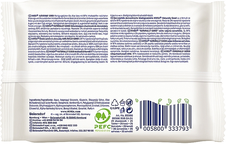 Cleasning Aloe Face Wipes - Nivea Naturally Good Wipes — photo N2