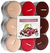 Chocolate & Cherry Tealights, 18 pcs. - Bispol Chocolate Cherry Scented Candles — photo N1