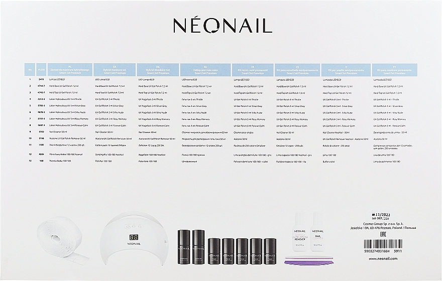 Starter Set - NeoNail Professional Smart Set Premium (n/polish/5x3ml + n/base/7.2ml + n/top/7.2ml + lamp/1pc + n/cleaner/50ml + n/remover/50ml + n/pads/250pcs + nail/file/2pcs) — photo N30