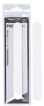 Double-Sided Nail File, 100/180 - Elixir Make-Up Professional Nail File 576 White — photo N2