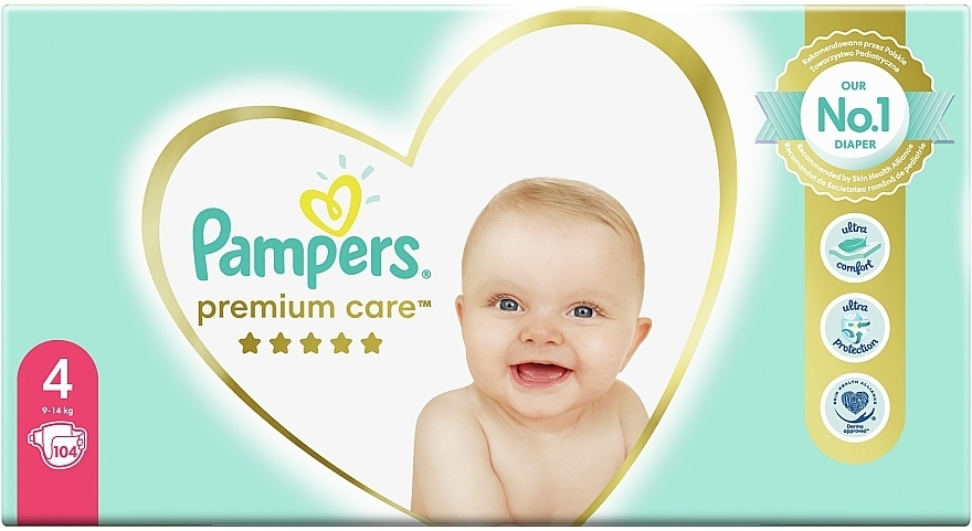 Pampers Premium Care diapers. Size 4 (Maxi), 9-14 kg, 104 pcs - Pampers — photo N1