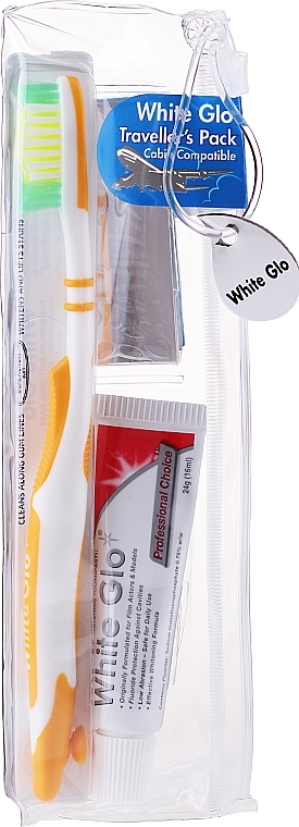 Oral Hygiene Travel Set, orange - White Glo Travel Pack (t/paste/24g + t/brush/1 + t/pick/8) — photo N1