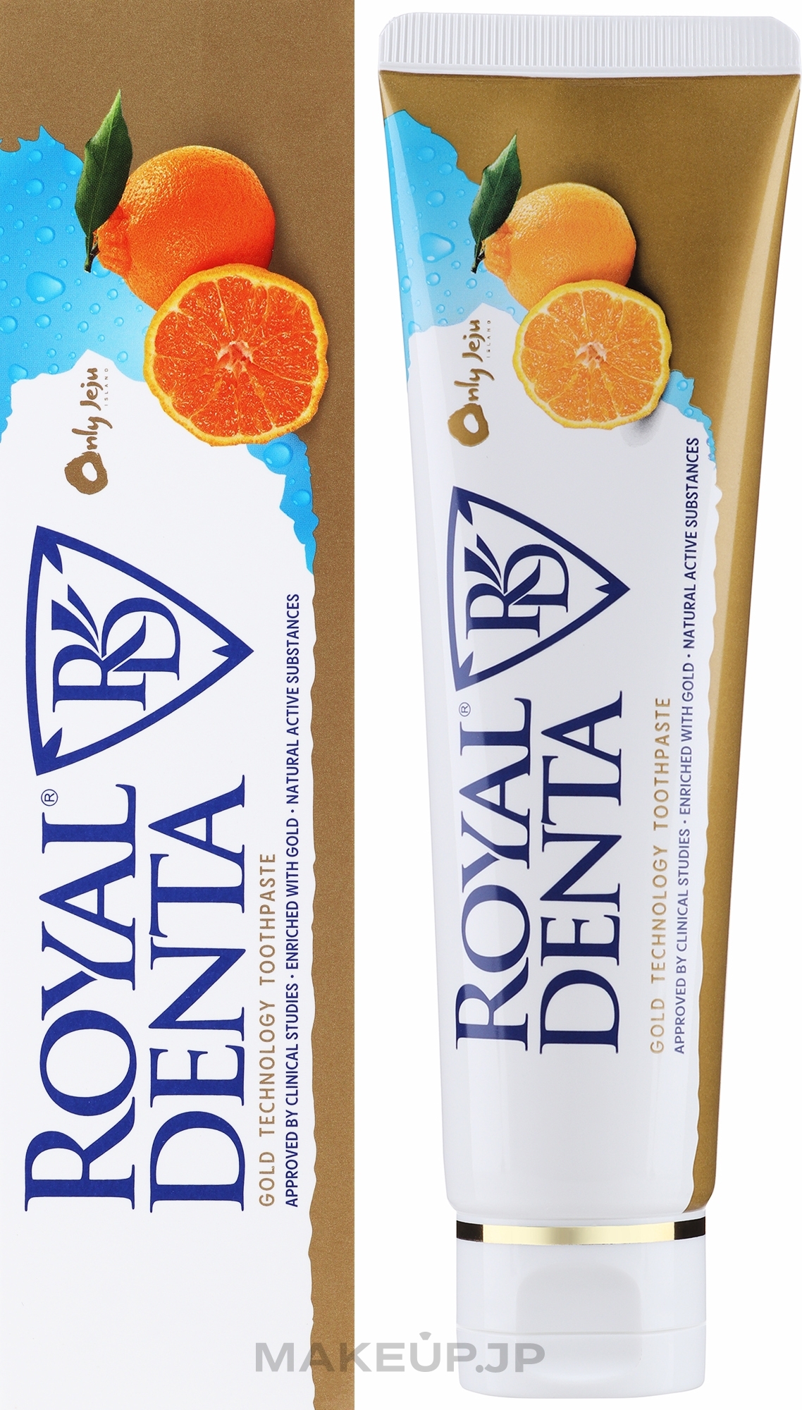 Gold & Unshiu Toothpaste - Royal Denta Jeju Orange And Gold Technology Toothpaste — photo 130 g