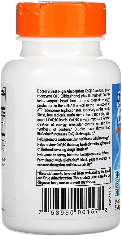 High Absorption Coenzyme Q10 with BioPerine, 400 mg, veg capsules - Doctor's Best — photo N5