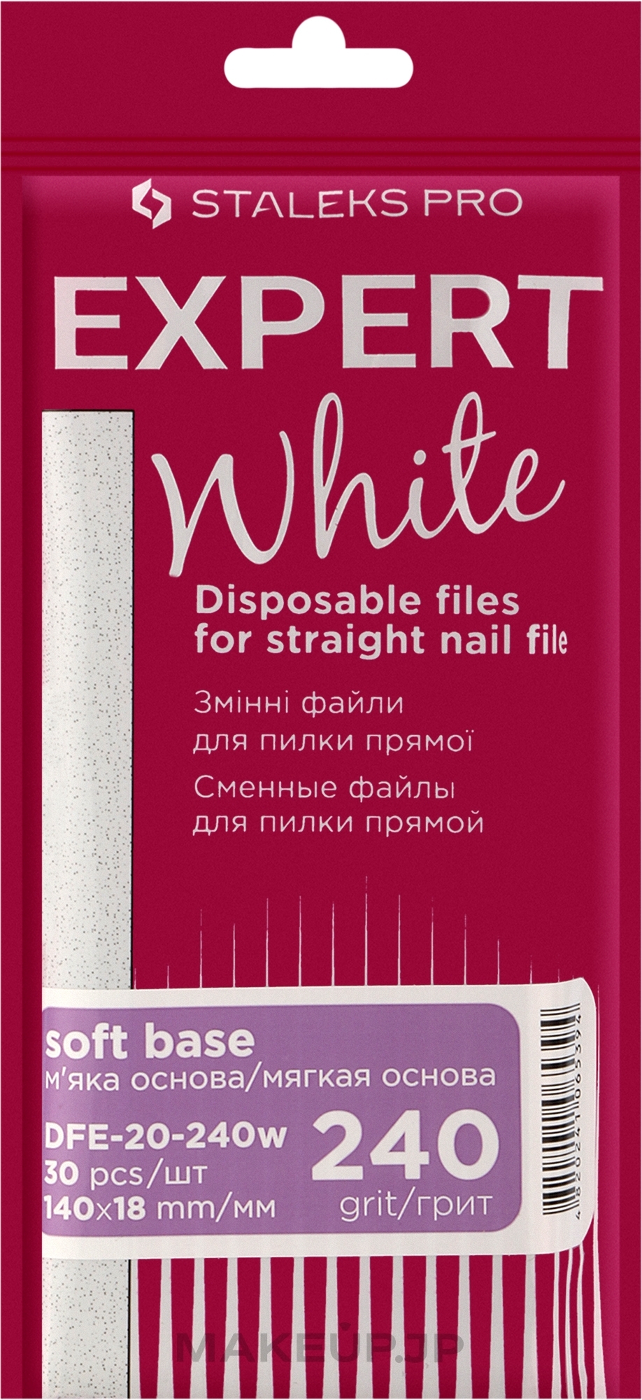 Soft Straight Nail File Refills Set, white, 240 grit, 30 pcs - Staleks Pro Expert White 20  — photo 30 szt.