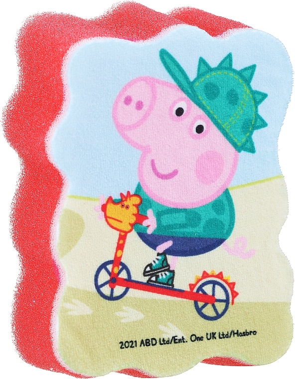 Kids Bath Sponge 'Peppa Pig', George on bicycle, red - Suavipiel Peppa Pig Bath Sponge — photo N1