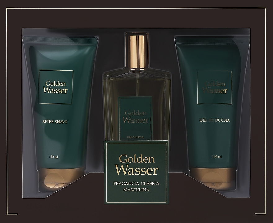 Set (sh/gel/150ml + edt/150ml + af/shave/balm/150ml) - Spanish Golden Wasser Institute — photo N1