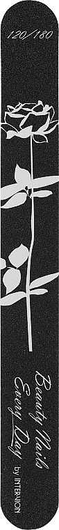 Nail File 120/180, black with white rose - Inter-Vion — photo N1