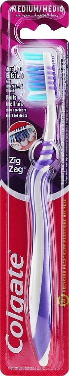Zigzag Toothbrush, medium, purple and blue - Colgate Zig Zag Plus Medium Toothbrush — photo N1