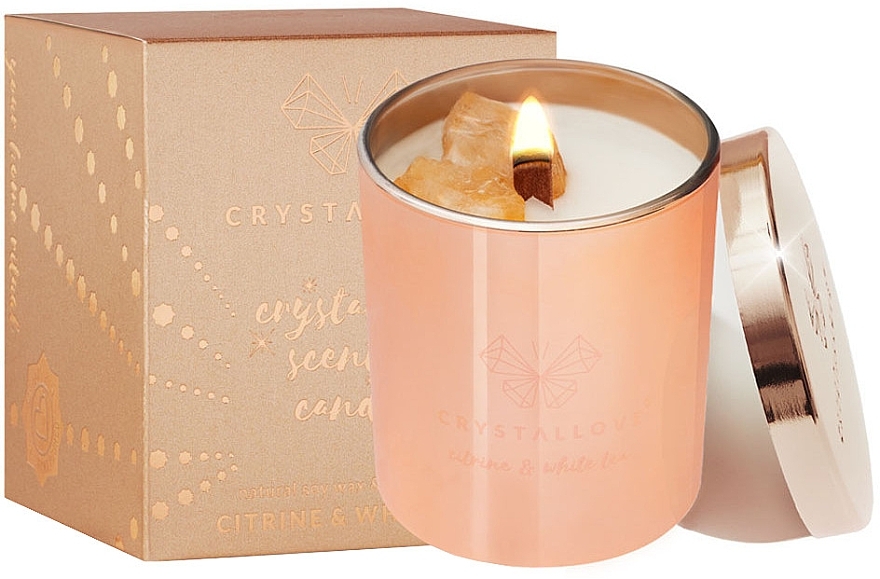 Lemon & White Tea Soy Candle - Crystallove Citrine Soy Candle & White Tea — photo N3