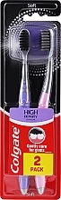 Toothbrush Set, soft, pink+purple - Colgate High Density Charcoal — photo N3