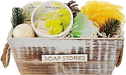 Fragrances, Perfumes, Cosmetics Grape Gift Set - Soap Stories (oil + soap+ bath bomb + scrab + sponge)