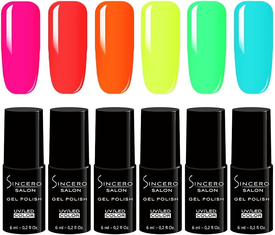 Gel Polish Set, 6 products - Sincero Salon Neon Dream — photo N10