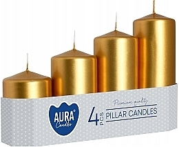 Fragrances, Perfumes, Cosmetics Cylindrical Candle Set, gold metallic, 4 pcs. - Bispol