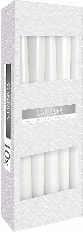 Table Candles Set 245x30mm, 10 pcs, white - Bispol — photo N1