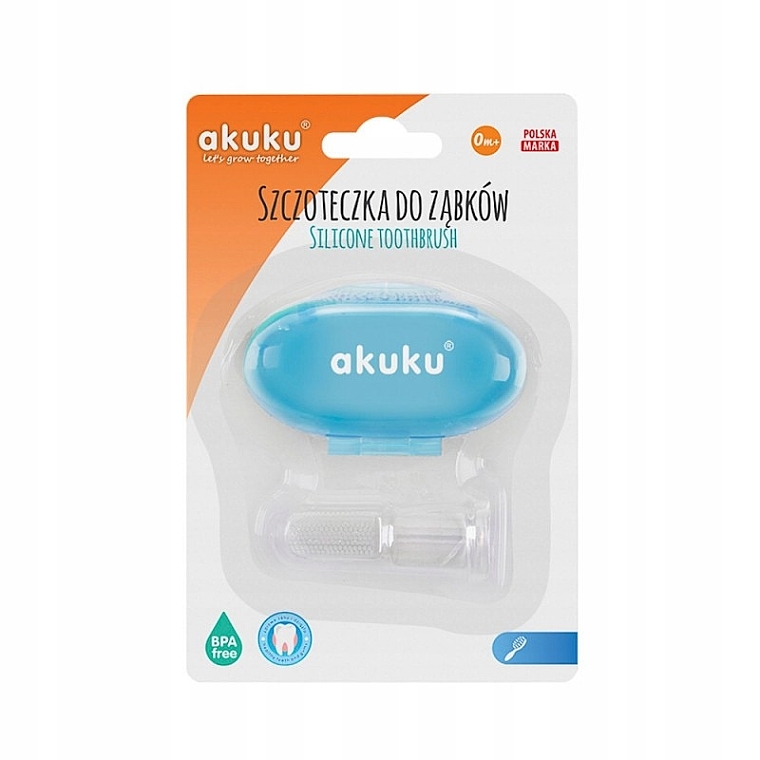 Silicone Toothbrush Massager with Container, blue - Akuku — photo N3