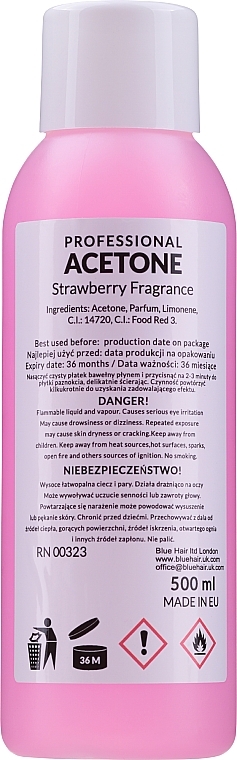 Nail Polish Remover "Strawberry" - Ronney Professional Acetone Strawberry — photo N20