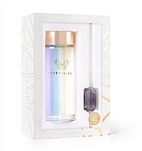 Glass Holographic Water Bottle with Amethyst & Tube, 400 ml - Crystallove Glass Hologram Water Bottle with Amethyst and Straw — photo N9